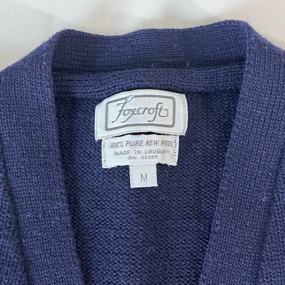 Vintage Foxcroft Virgin Wool Blue Preppy Medium Men’s Sleeveless Vest Academic - Picture 3 of 11